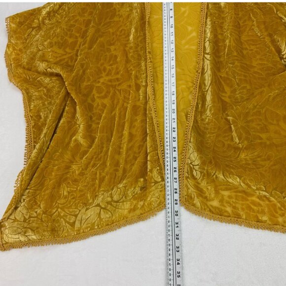 Natural Life Burnout Velvet Open Kimono Top Golden Yellow Boho Fairy Festival - Picture 13 of 14